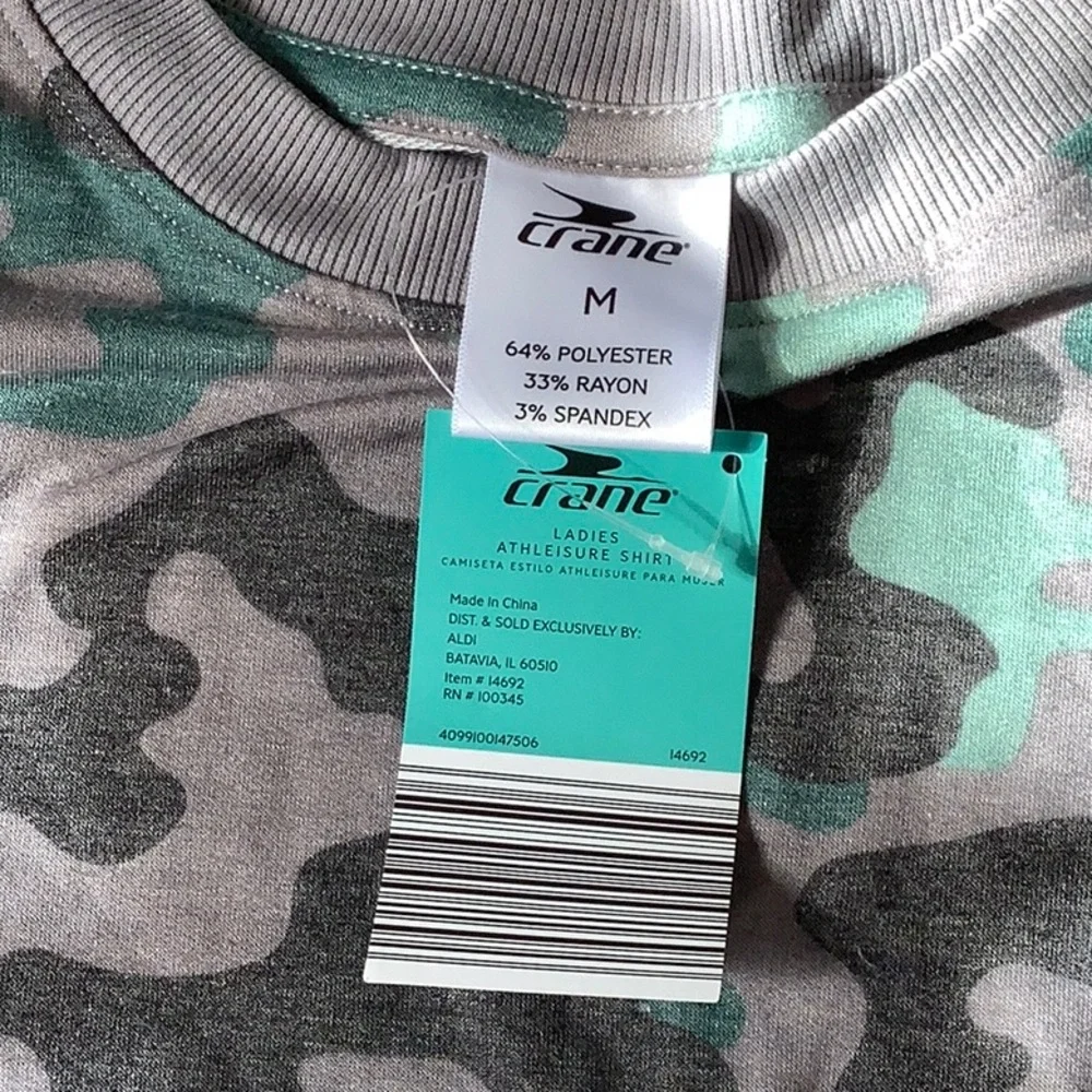 Crane Aldi’s Camo Athleisure Shirt SZ M NWT - Picture 4 of 6